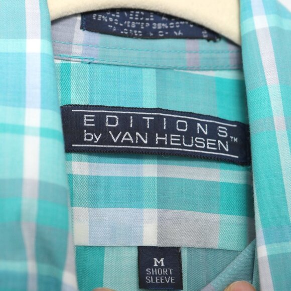 Vintage Editions Van Heusen Plaid Short Sleeve Shirt Button Down Casual Retro M - Picture 5 of 11
